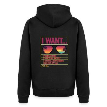 I Want To Break Free Ride My Bicycle - Unisex Premium Organic Zip Hoodie - black - Back - Nico (187cm)