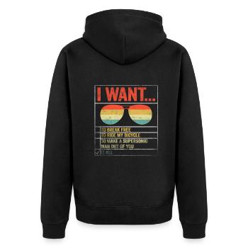 I Want To Break Free Ride My Bicycle - Unisex Premium Bio Zip Hoodie - Schwarz - Hinten - Nico (187cm)