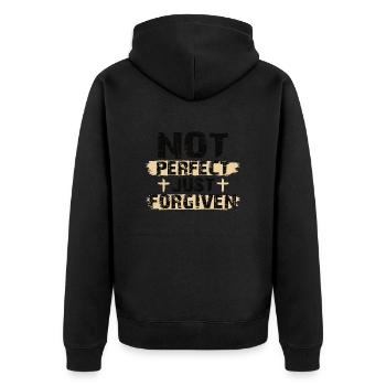 Not Perfect Just Foregiven Christian Gift Ideas - Unisex Premium Organic Zip Hoodie - black - Back - Nico (187cm)