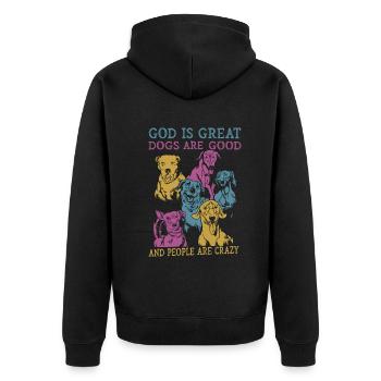 Dieu est grand Les chiens sont bons et les gens sont fous - Veste à capuche bio Premium Unisexe - noir - Dos - Nico (187cm)