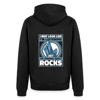 Geologie Geologe Felsen Stein Geo Mineral - Unisex Premium Bio Zip Hoodie - Schwarz - Hinten - Nico (187cm)
