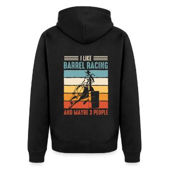 Pferderennen Barrel racing Pferde Barrels - Unisex Premium Bio Zip Hoodie - Schwarz - Hinten - Nico (187cm)