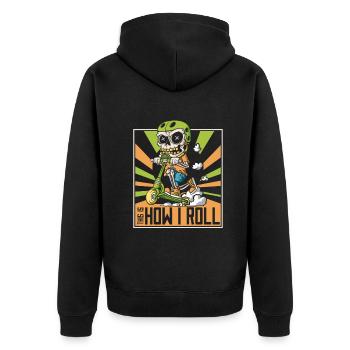 Stunt Scooter Scooter Skater Skating - Unisex Premium Bio Zip Hoodie - Schwarz - Hinten - Nico (187cm)