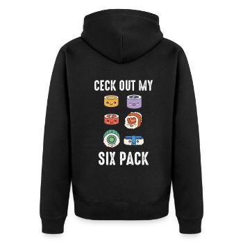 Sushi Japanisches Essen Maki Sushi Kawaii - Unisex Premium Bio Zip Hoodie - Schwarz - Hinten - Nico (187cm)