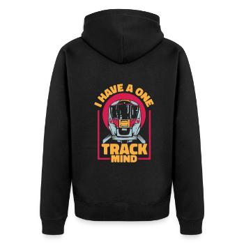 Zug Züge Lokomotive Eisenbahn Trainspotter - Unisex Premium Bio Zip Hoodie - Schwarz - Hinten - Nico (187cm)
