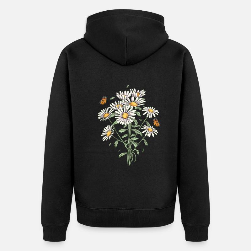 Marguerites Daisy Summer Daisies Jardin de fleurs - Veste à capuche bio Premium Unisexe - noir