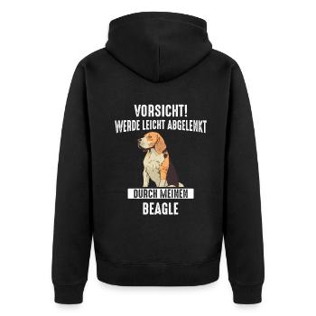 Beagle Hund - Unisex Premium Bio Zip Hoodie - Schwarz - Hinten - Nico (187cm)