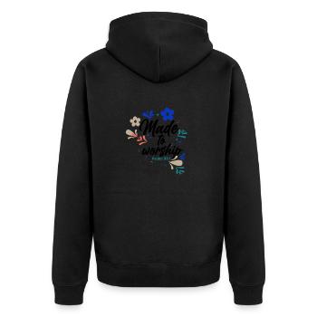 Christianity Made to Worship Christian Gifts - Unisex Premium Organic Zip Hoodie - black - Back - Nico (187cm)