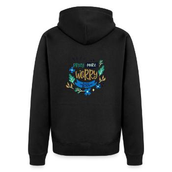 Christianity Pray More Worry Less Christian Gifts - Unisex Premium Organic Zip Hoodie - black - Back - Nico (187cm)