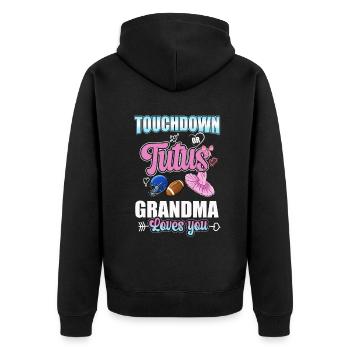 Touchdown ou Tutu Grand-mère vous aime - Veste à capuche bio Premium Unisexe - noir - Dos - Nico (187cm)