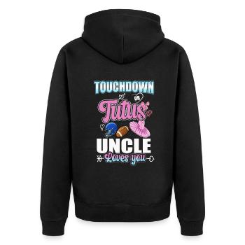 Touchdown or Tutu Uncle Loves You - Unisex Premium Organic Zip Hoodie - black - Back - Nico (187cm)