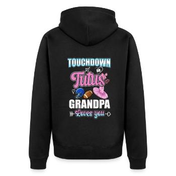 Touchdown ou Tutus Grand-père t’aime - Veste à capuche bio Premium Unisexe - noir - Dos - Nico (187cm)