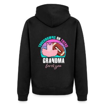 Touchdowns ou Tutus Grand-mère t’aime - Veste à capuche bio Premium Unisexe - noir - Dos - Nico (187cm)
