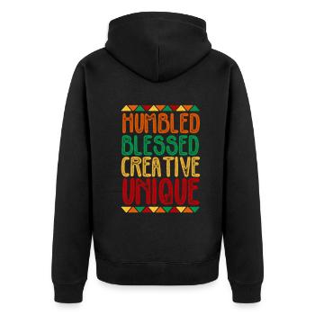 Historical Black College University - Unisex Premium Bio Zip Hoodie - Schwarz - Hinten - Nico (187cm)