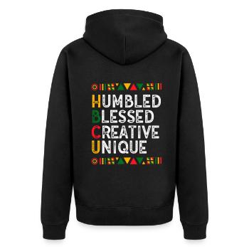 Historical Black College University - Unisex Premium Bio Zip Hoodie - Schwarz - Hinten - Nico (187cm)