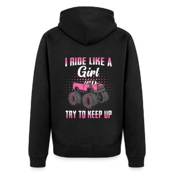 Monster Truck Auto Trucks - Unisex Premium Organic Zip Hoodie - black - Back - Nico (187cm)