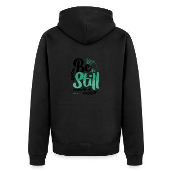 Christianity Be Still Psalm 46 10 Christian Gifts - Unisex Premium Organic Zip Hoodie - black - Back - Nico (187cm)