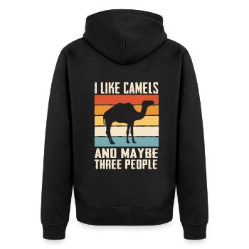 Kamel Wüste Kamele Ägypten - Unisex Premium Bio Zip Hoodie - Schwarz - Hinten - Nico (187cm)