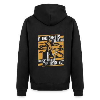 Pferderennen Barrel racing Pferde Barrels - Unisex Premium Bio Zip Hoodie - Schwarz - Hinten - Nico (187cm)