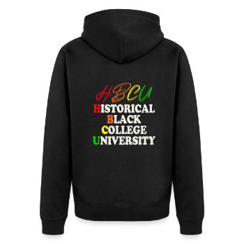 Historical Black College University - Unisex Premium Bio Zip Hoodie - Schwarz - Hinten - Nico (187cm)