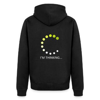 I'm Thinking Stand By, I'm Processing This - Unisex Premium Organic Zip Hoodie - black - Back - Nico (187cm)