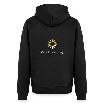 I'm Thinking Stand By, I'm Processing This - Unisex Premium Organic Zip Hoodie - black - Back - Nico (187cm)