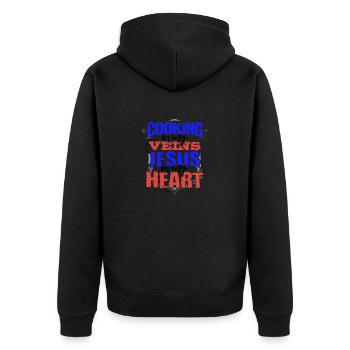 Cook Gift Chef La cuisine est dans mes veines Jésus - Veste à capuche bio Premium Unisexe - noir - Dos - Nico (187cm)