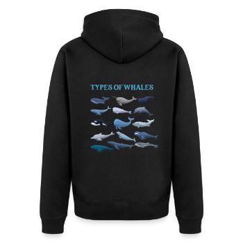Types of Whales Whale Lovers Whales Species - Unisex Premium Organic Zip Hoodie - black - Back - Nico (187cm)