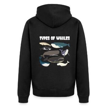 Types of Whales Whale Lovers Whales Species - Unisex Premium Organic Zip Hoodie - black - Back - Nico (187cm)