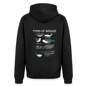 Types of Whales Whale Lovers Whales Species - Unisex Premium Organic Zip Hoodie - black - Back - Nico (187cm)