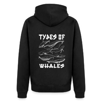 Types of Whales Whale Lovers Whales Species - Unisex Premium Organic Zip Hoodie - black - Back - Nico (187cm)