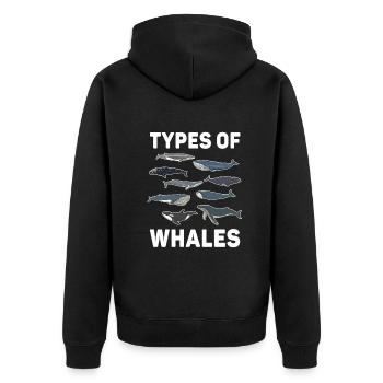 Types of Whales Whale Lovers Whales Species - Unisex Premium Organic Zip Hoodie - black - Back - Nico (187cm)