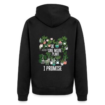 Just One More Plant I Promise Plantaholic Therapy - Unisex Premium Organic Zip Hoodie - black - Back - Nico (187cm)