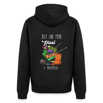 Just One More Plant I Promise Plantaholic Therapy - Unisex Premium Organic Zip Hoodie - black - Back - Nico (187cm)