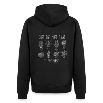 Just One More Plant I Promise Plantaholic Therapy - Unisex Premium Organic Zip Hoodie - black - Back - Nico (187cm)