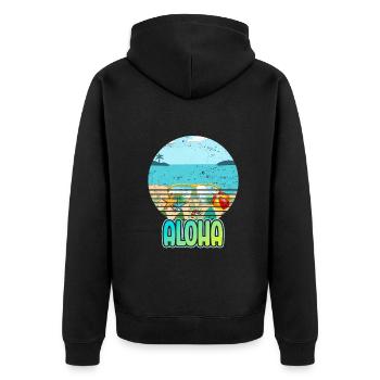 Aloha Beaches Tropical Hawaiian Summer Island - Unisex Premium Bio Zip Hoodie - Schwarz - Hinten - Nico (187cm)
