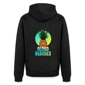 Aloha Beaches Tropical Hawaiian Summer Island - Unisex Premium Bio Zip Hoodie - Schwarz - Hinten - Nico (187cm)