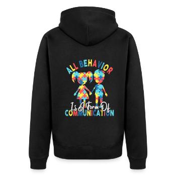 Tout comportement est une forme de communication - Veste à capuche bio Premium Unisexe - noir - Dos - Nico (187cm)