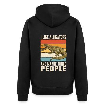 Alligator Krokodil Gator Reptilien Tier Alligator - Unisex Premium Bio Zip Hoodie - Schwarz - Hinten - Nico (187cm)