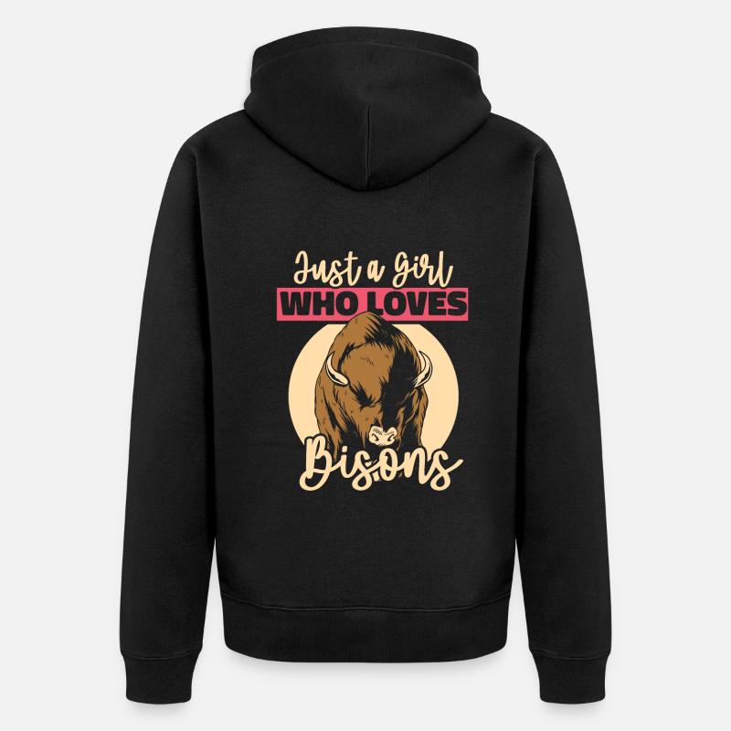 Bison Büffel Bulle Buffalo Bisons - Unisex Premium Bio Zip Hoodie - Schwarz