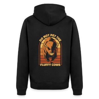 Bison Büffel Bulle Buffalo Bisons - Unisex Premium Bio Zip Hoodie - Schwarz - Hinten - Nico (187cm)