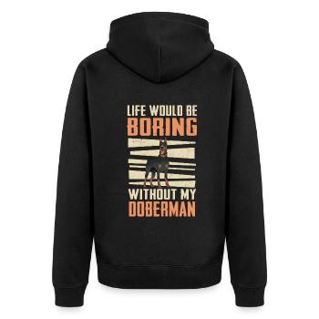 Doberman Pinscher Dog - Unisex Premium Organic Zip Hoodie - black - Back - Nico (187cm)