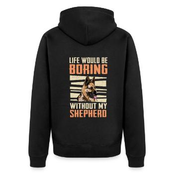 Deutscher Schäferhund Hund - Unisex Premium Bio Zip Hoodie - Schwarz - Hinten - Nico (187cm)