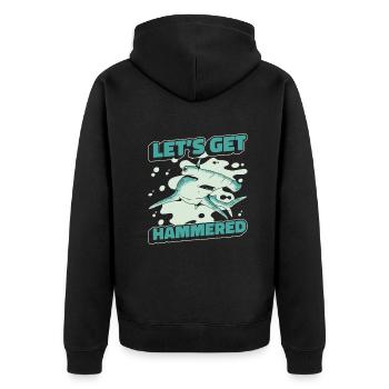 Hammerhai Hai Fisch Tier Haie - Unisex Premium Bio Zip Hoodie - Schwarz - Hinten - Nico (187cm)