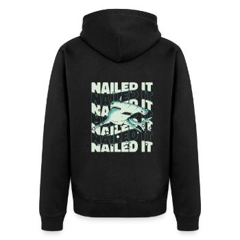 Hammerhai Hai Fisch Tier Haie - Unisex Premium Bio Zip Hoodie - Schwarz - Hinten - Nico (187cm)