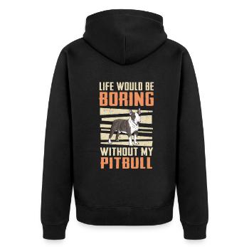 Pitbull Dog - Unisex Premium Organic Zip Hoodie - black - Back - Nico (187cm)