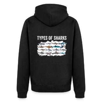 Types of Sharks - Unisex Premium Organic Zip Hoodie - black - Back - Nico (187cm)
