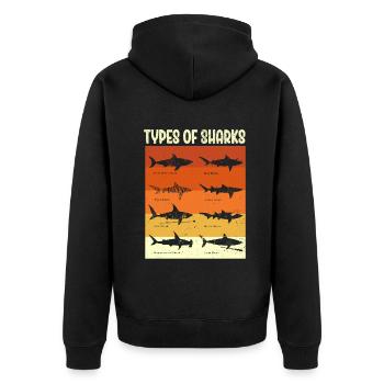 Types of Sharks - Unisex Premium Bio Zip Hoodie - Schwarz - Hinten - Nico (187cm)