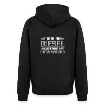 Truck Driver Gift Run on Deisel Caffeine Cuss - Unisex Premium Organic Zip Hoodie - black - Back - Nico (187cm)