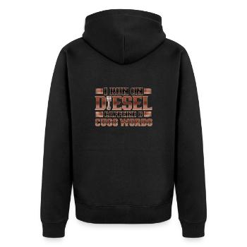 Chauffeur de camion courir sur Deisel Caféine Cuss Mots - Veste à capuche bio Premium Unisexe - noir - Dos - Nico (187cm)